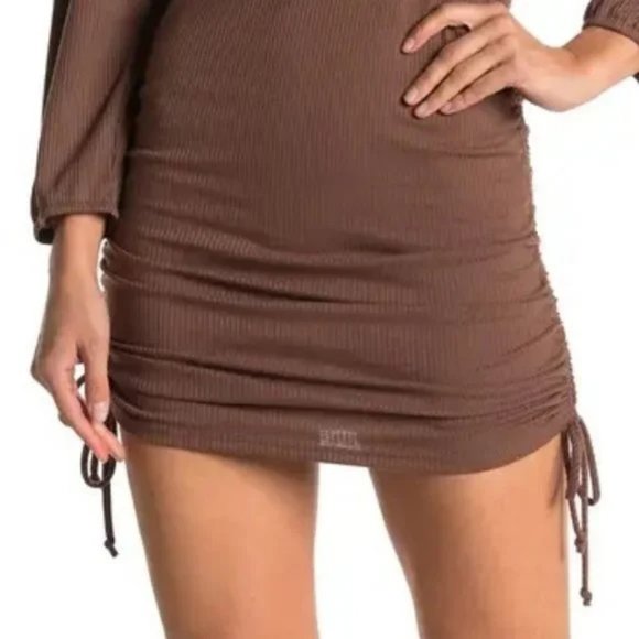 Velvet Torch Women's Chocolate Tie Side Midi Rib Knit Dress SZ XL - Picture 8 of 10